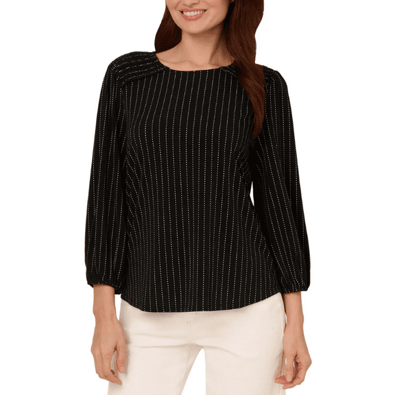 Adrianna Papell Women's 3/4 Sleeve Blouse Black XS