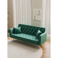 thumbnail image 3 of 71" Convertible Love Seat Sofa Bed - American Retro Velvet 3-Position Adjustable Back, Fold-Down Sleeper for Small Spaces, Living Room, Bedroom & Office (Green), 3 of 14