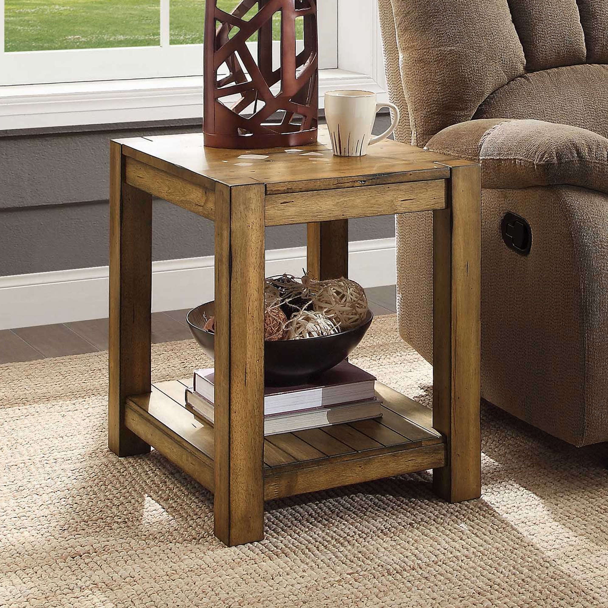 Better Homes & Gardens Bryant Solid Wood End Table, Rustic Maple Brown