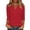 Red, variant on 3/4 Length Sleeve Womens Tops Trendy Summer Basic Solid Color Pleated V Neck T Shirts Dressy Casual Loose Fit Comfy Tunic Blouses Red XXL