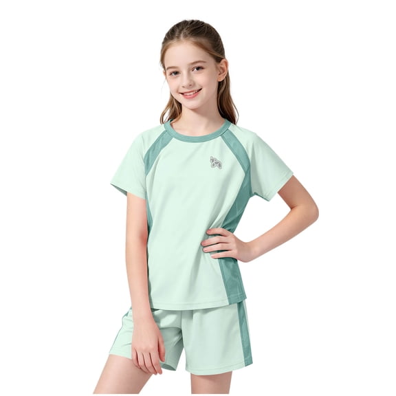 Sentuca Girls Athletic Outfit Sets Short Sleeve Crewneck T Shirts and Shorts Kids Clothes Summer Outfits Size 3-4 Years