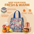 thumbnail image 5 of Pioneer Flower Floral Print Pattern Insulated Lunch Bag for Women & Adults,Large Portable Soft Cooler Lunch Bag,Thermal Food Storage Tote with Pearl Cotton,8.66L,8.75x5.75x9.5 Inch, 5 of 6