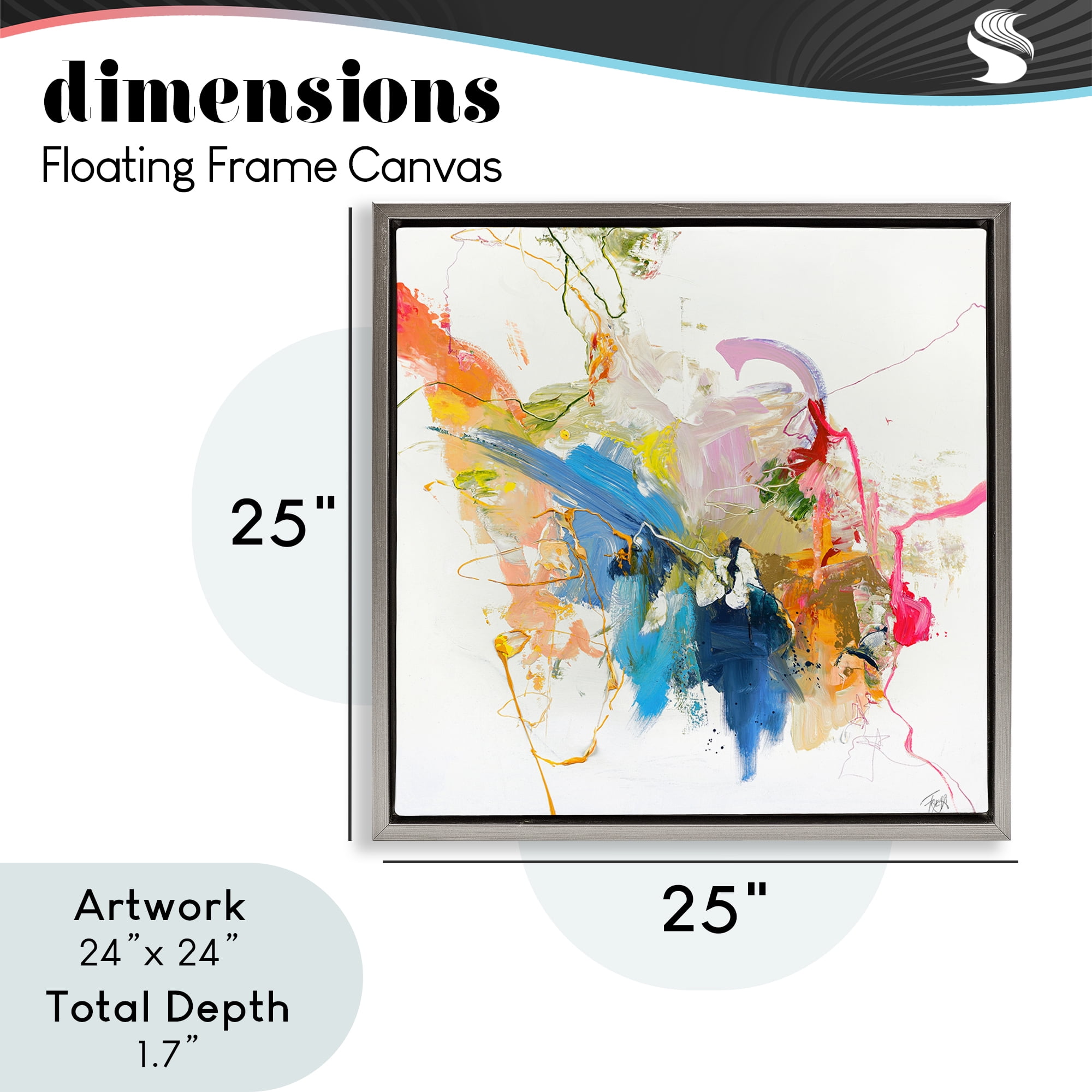 Confident Pink Abstraction Gray Framed Floater Canvas Wall Art, design by Design Fabrikken