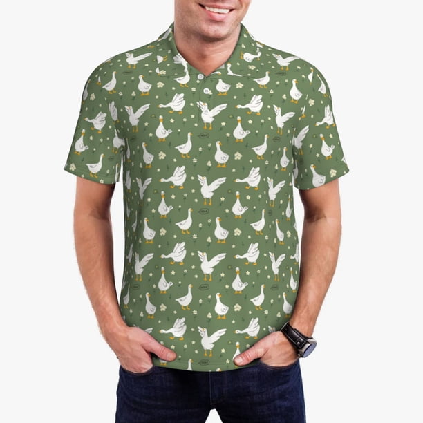 Balery Cute goose Camisa Polo de Hombre con Estampado, de Manga Corta y Tejido Medio, Camisa Tipo Golf Polo-XX-Large