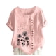 thumbnail image 2 of ICHUANYI Clearance Women's Summer Casual Round Neck Short Sleeve Printing Loose Shirt Tops(Pink, L) ICHUANYI WER2023081108139, 2 of 3