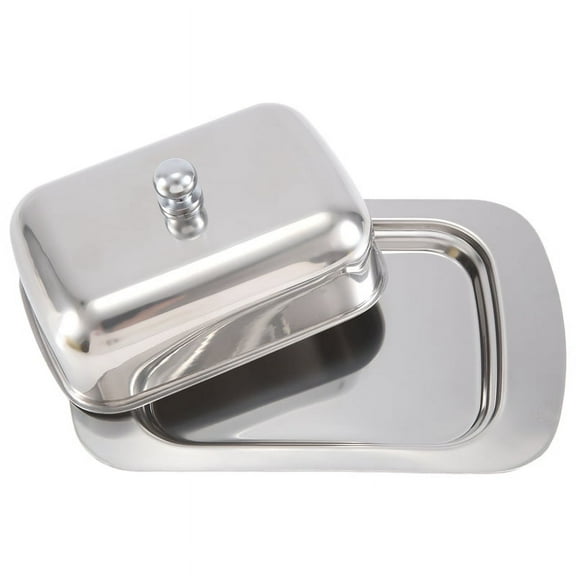 Stainless Steel Butter Dish Storage Keeper Tray with Easy to Hold Lid