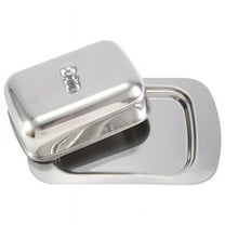 Stainless Steel Butter Dish Storage Keeper Tray with Easy to Hold Lid