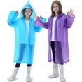 thumbnail image 5 of PinesC 2 Pack Imperméables pour Enfants, Ponchos de Pluie Réutilisables avec Capuche et Manches Imperméables pour Garçons et Filles, 5 of 5