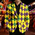 thumbnail image 2 of IWRICH Men's Mardi Gras Suit Jacket Printed Corduroy Lapel Button Blazers Jackets with Pockets for Formal Event 07-Yellow XL, 2 of 4