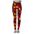 thumbnail image 4 of XJDJHC Thanksgiving Leggings For Women Maple Leaf Pumpkin Print High Waisted Tummy Control Graphic Funny Workout Gym Stretchy Yoga Pants, 4 of 5