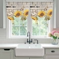 thumbnail image 4 of Farm Flowers Tie Up Curtains for Windows, Balloon Window Shades, Retro Sunflowers Barn Doors Butterfly Wood Board Kitchen Window Treatments Roll Up Curtain for Basement/Nursery 52"x45", 4 of 8