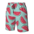thumbnail image 3 of Wukai Watermelon Print Beach Trunks with Compression Liner Swimsuit Quick Dry Beach Sports Shorts with Pocket-Large, 3 of 8