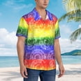 thumbnail image 2 of Lsque Colorful Tie Dye pattern Hawaiian Shirt for Men, Unisex Summer Beach Casual Short Sleeve Button Down Shirts-Small, 2 of 9