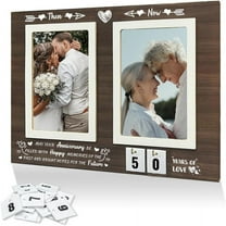 Then & Now Anniversary Picture Frame Happy Memorial Photo Frame Anniversary 1-99 Years Wedding Gift Ideas for DIY