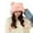 Pink, variant on TOOYOU Women Winter Hat Crochet Ear Cover Plush Wide Brim With Fur Ball Pompom Knit Hats Warm Cold Beanie Hats