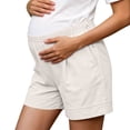 thumbnail image 6 of Bixock Maternity Shorts High Waisted Over The Belly Workout Cargo Pants with Pockets Cotton Linen Blend Wide Leg Pregnancy Pants with Pockets Maternity Clothes, 6 of 6