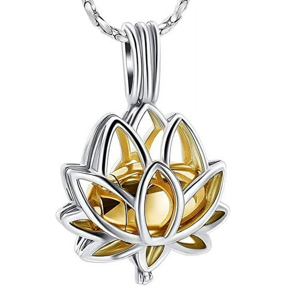 Cremation Jewelry for Ashes - Lotus Flower Ashes Pendant Necklace with Mini Keepsake Urn Memorial Ash Jewelry