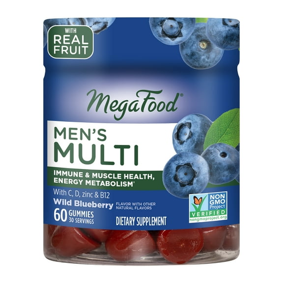 MegaFood Men's Multi - Zinc & Vitamins C, D3, B12 - Immune Support Gummies - 30 Servings