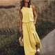thumbnail image 2 of Vestido largo sin mangas con cuello redondo y abertura para mujer - Vestido de playa fluido de color liso, 2 of 5