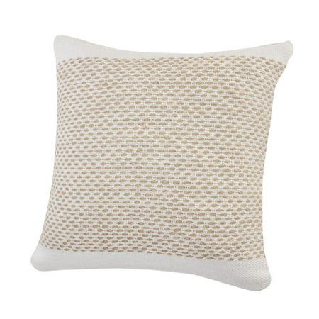 Ox Bay Interwoven Ivory 20 in. x 20 in. Jute Bordered Throw Pillow