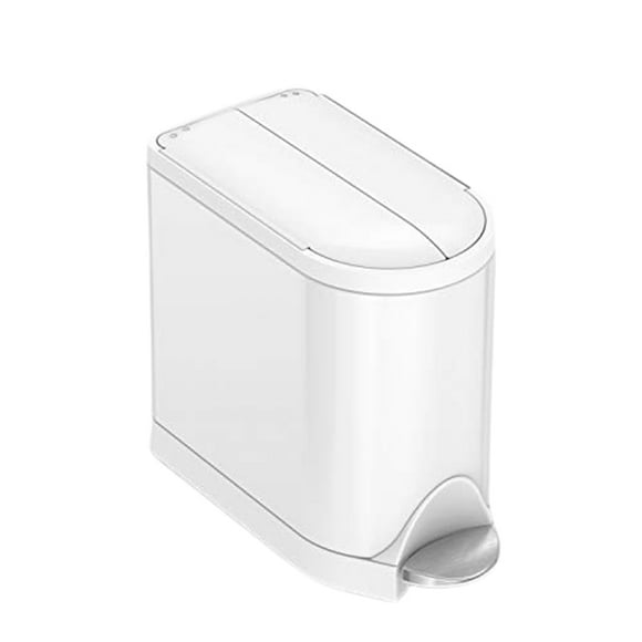 Bote de basura Simplehuman con tapa en forma de mariposa, 10 L, acero blanco