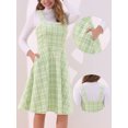 thumbnail image 2 of DARING DIVA Women's Sleeveless Square Neck Plaid A Line Pinafore Dresses M Green, 2 of 5