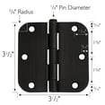 thumbnail image 6 of Design House 6-Pack 3.5" H x .625" Radius Butterfly Interior/Exterior Door Hinges, Oil Rubbed Bronze, 6 of 10