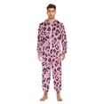 thumbnail image 5 of Adult Christmas Onesie Leopard Print Pink Pattern Zipper One-Piece Pajamas Unisex with Pockets, 5 of 6