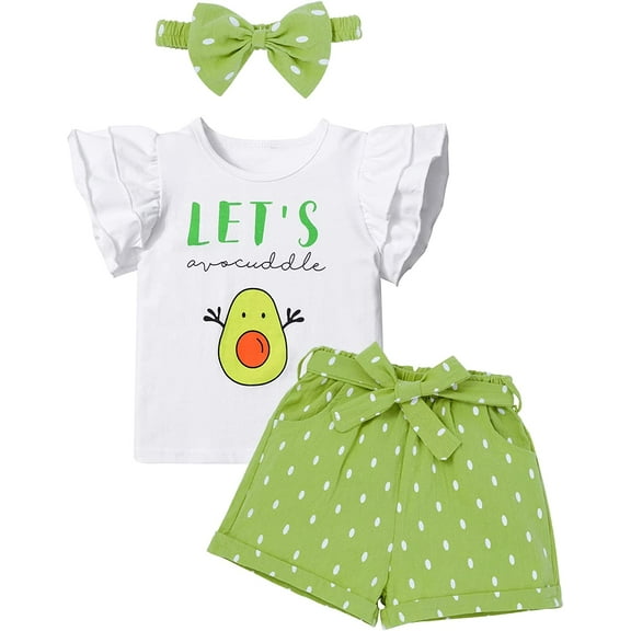 Toddler Girl Clothes Summer Girls Clothing Sets Girl Stuff T-shirt Shorts Headband 3pcs Sets Gifts 6-12 Months