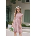 thumbnail image 4 of Arshiner Tween Girls Summer Dress Formal Ruffle Sleeve A Line Casual Elegant Dresses with Belt, 4 of 6