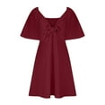 thumbnail image 4 of Yuyuzo Mini Dress for Women Ruffle Short Sleeve Short Dress Front V Neck Bow Knot Flowy Sundress, 4 of 6