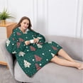 thumbnail image 5 of Oversized Wearable Blanket Hoodie,Dark Green Christmas Tree Pattern Sherpa Blanket Hoodie with Super Pockets,Super Warm Fuzzy Pullover for Women & Men, 5 of 6