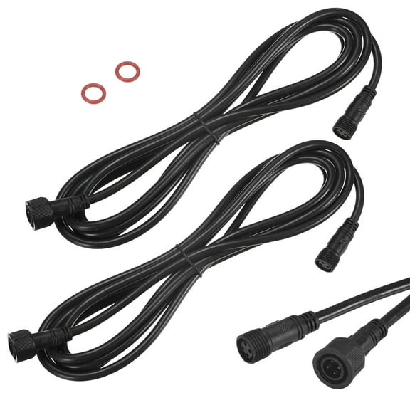 Uxcell 2-Pack Waterproof Extension Cable, 4 Pin 9.84 Ft/3m Wire with 20AWG IP67 Male and Female Connectors for Spotlights[Black]