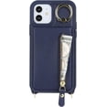 thumbnail image 3 of iPhone 12 Mini Case with Card Holder for Women, iPhone 12 Mini Phone Case Wallet with Strap Credit Card Slots Crossbody with Kickstand Zipper Case for iPhone12mini - Blue, 3 of 16