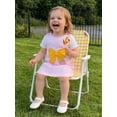 thumbnail image 5 of RUINIXCW Toddler Baby Girl Back to School Dress Kids Kindergarten Outfits Little Baby Girl Summer Tank Dress Overalls School Bow Apple Embroidery Sleeveless Striped A Line Dress, 5 of 9