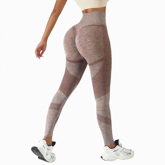 Mnuaqn Womens High Waisted Seamless Leggings Tummy Control Workout Gym Athletic Yoga Pants Butt Lift Compression Skinny Tights Coffee for Size M