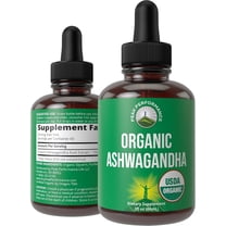 Ashwagandha Liquid Drops. USDA Organic Vegan Supplement. Extra Strength Ashwagandha Root Extract for Women, Men, Kids. with Adaptogens. Zero Sugar, Organic, Gluten Free Tincture Supplements.