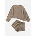 thumbnail image 5 of Drop Shoulder Waffle Knit Lounge Set With Tee, 5 of 5