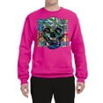 thumbnail image 2 of Wild Bobby, Colorful Abstract Skull Face Streetwear Unisex Crewneck Graphic Sweatshirt, Fuschia, Large, 2 of 3