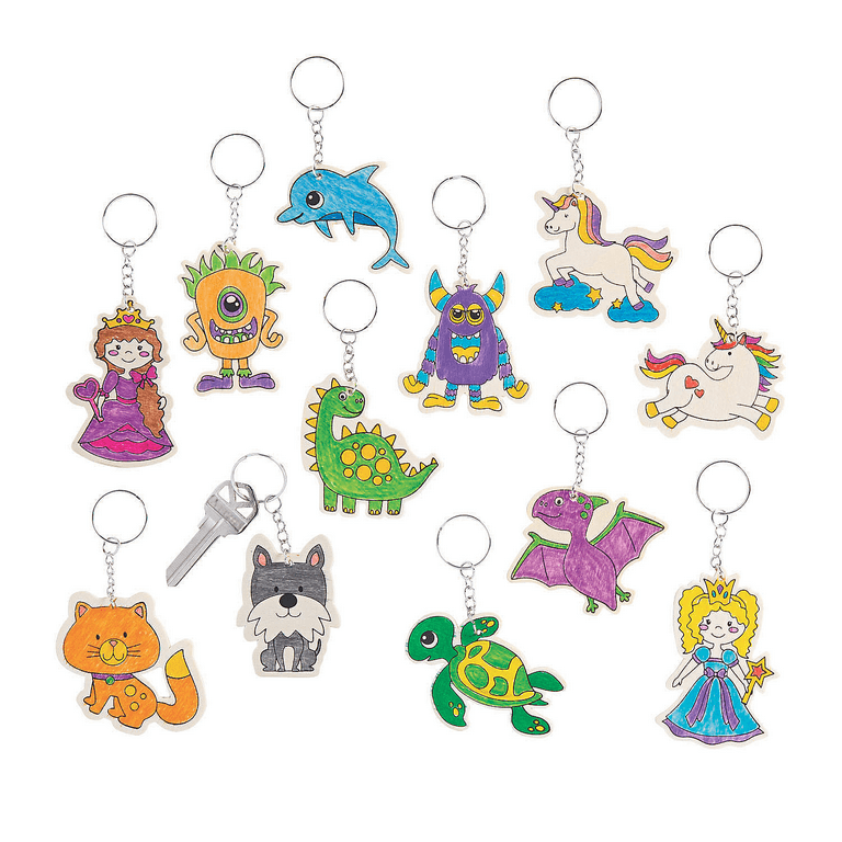 Color Your Own Keychain Assortment, Birthday, Craft Kits, 144