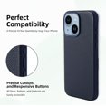 thumbnail image 4 of Genuine Leather Case for iPhone 16 Pro Max (6.9 inch),Stylish Litchi Leather case with Soft Fiber Lining,Lip Screen Protection,Compatible with MagSafe,Berry, 4 of 5