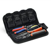IWISS Crimping Tool Kits with Wire Stripper and Cable Cutters Suitable for Non-Insulated & Insulated Cable End-Sleeves Terminals or Ferrules with 5 Changeable Die Sets in Oxford Bag