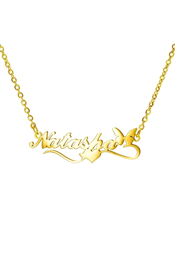 Name Customized Necklaces Stainless Steel Personalized Butterfly Pendant Necklace