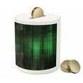 thumbnail image 3 of Forest Green Piggy Bank, Vibrant Technology Pattern with Vertical Lines Digital Technical Themed Print, Ceramic Coin Bank Money Box for Cash Saving, 3.6" X 3.2", Green Black, by Ambesonne, 3 of 4