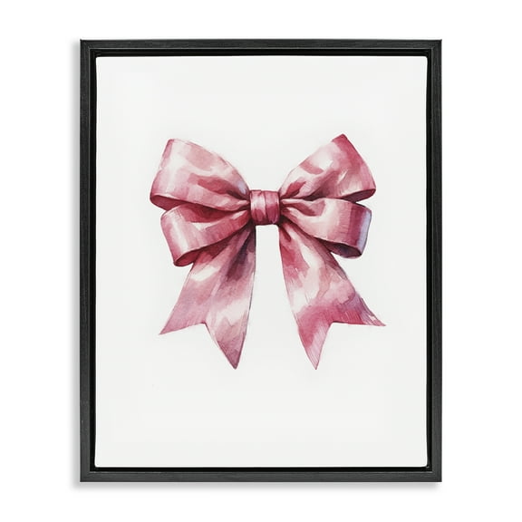 Stupell Industries Full Pink Ribbon Fashion Painting Black Floater Framed Canvas Art Print Wall Art, 17 x 21