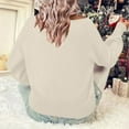 thumbnail image 4 of asdoklhq Christmas Womens Christmas Tops Women's Casual Christmas Crew Neck Long Sleeve Pullover Sweater Beige M, 4 of 7