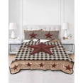 thumbnail image 2 of Quilts Queen Size Bedding Set, Red Texas Star Farmhouse Reversible Summer Quilt 3 Pieces, Black Plaid Berry Country Lightweight Bedspreads Coverlets with 2 Pillow Shams for All Seasons, 2 of 5