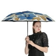 thumbnail image 4 of TEMU Blue Floral Print Rain Umbrella Sun Protection Sun Umbrella Parasol Folding Umbrella Black Glue, 4 of 9