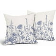 thumbnail image 2 of Blue Floral Pillow Covers 18x18 Inch Set of 2 Vintage Wild Flower Botanical Outdoor Decorative Throw Pillows Rustic Farmhouse Square Pillowcase for Couch Home Decor, 2 of 8