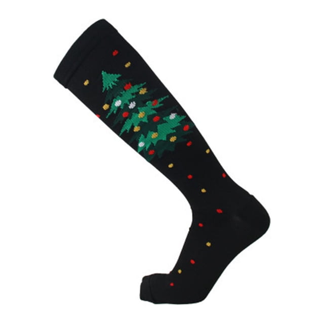 1 par de calcetines de estilo navideño para hombres y mujeres, bonitos calcetines deportivos a la moda, calcetines hasta la rodilla antifatiga, Accesorios de calzado Árbol de navidad negro L/XL Minnieouse AP012322-28